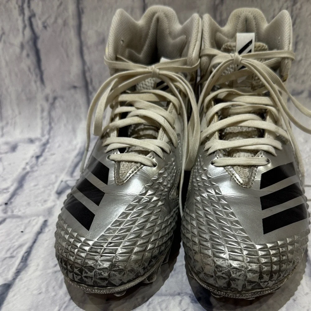 adidas Kids Silver and White Cleats